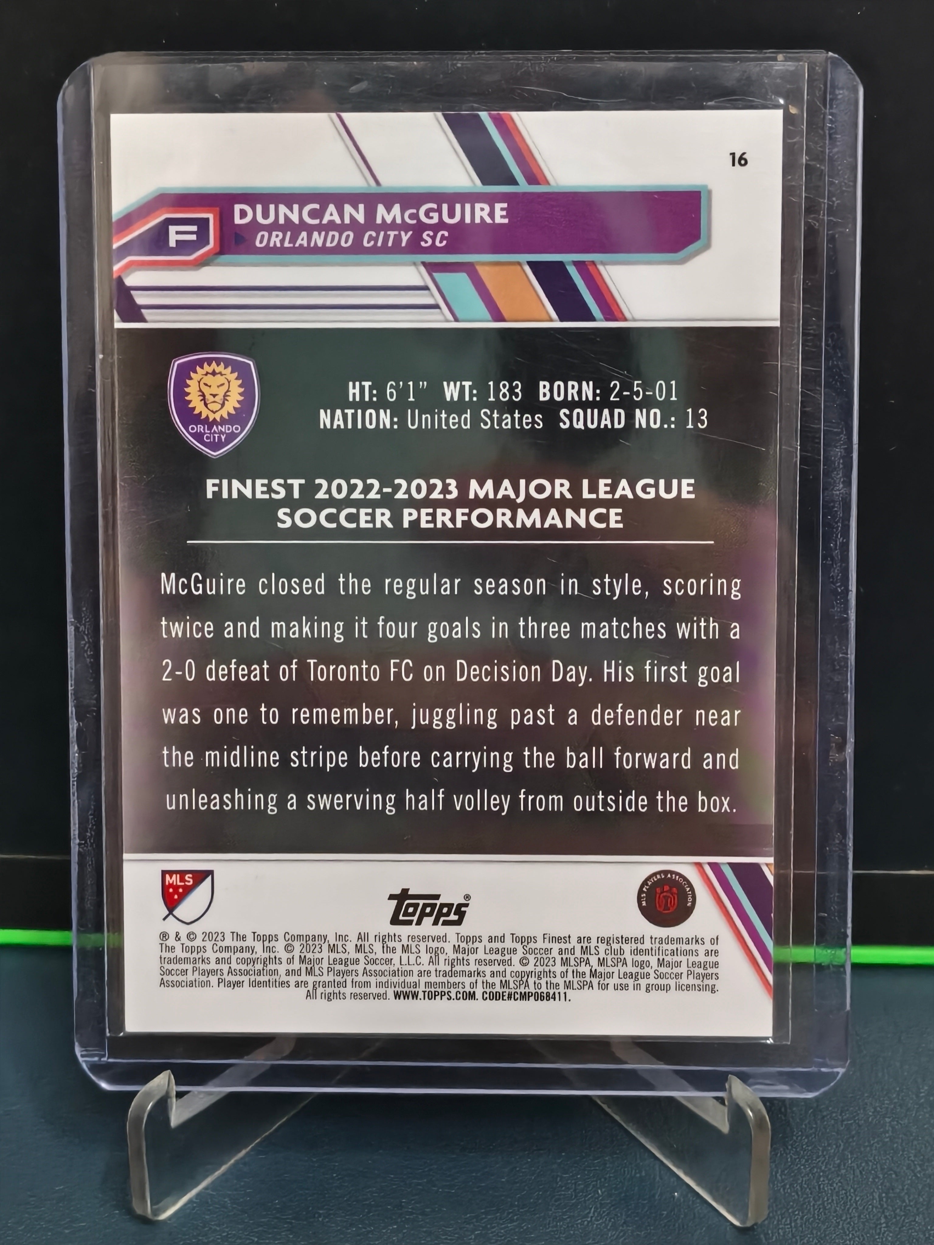 Duncan McGuire - 187/250 Card - Topps Finest MLS 23
