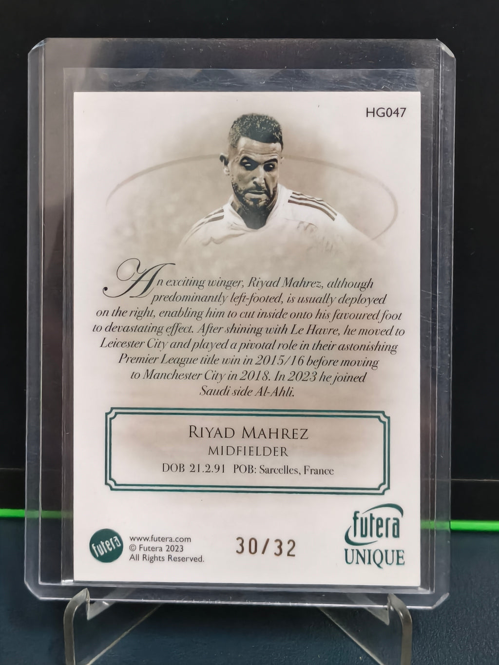 Riyad Mahrez - 30/32 Heritage Card - Futera Unique 2023