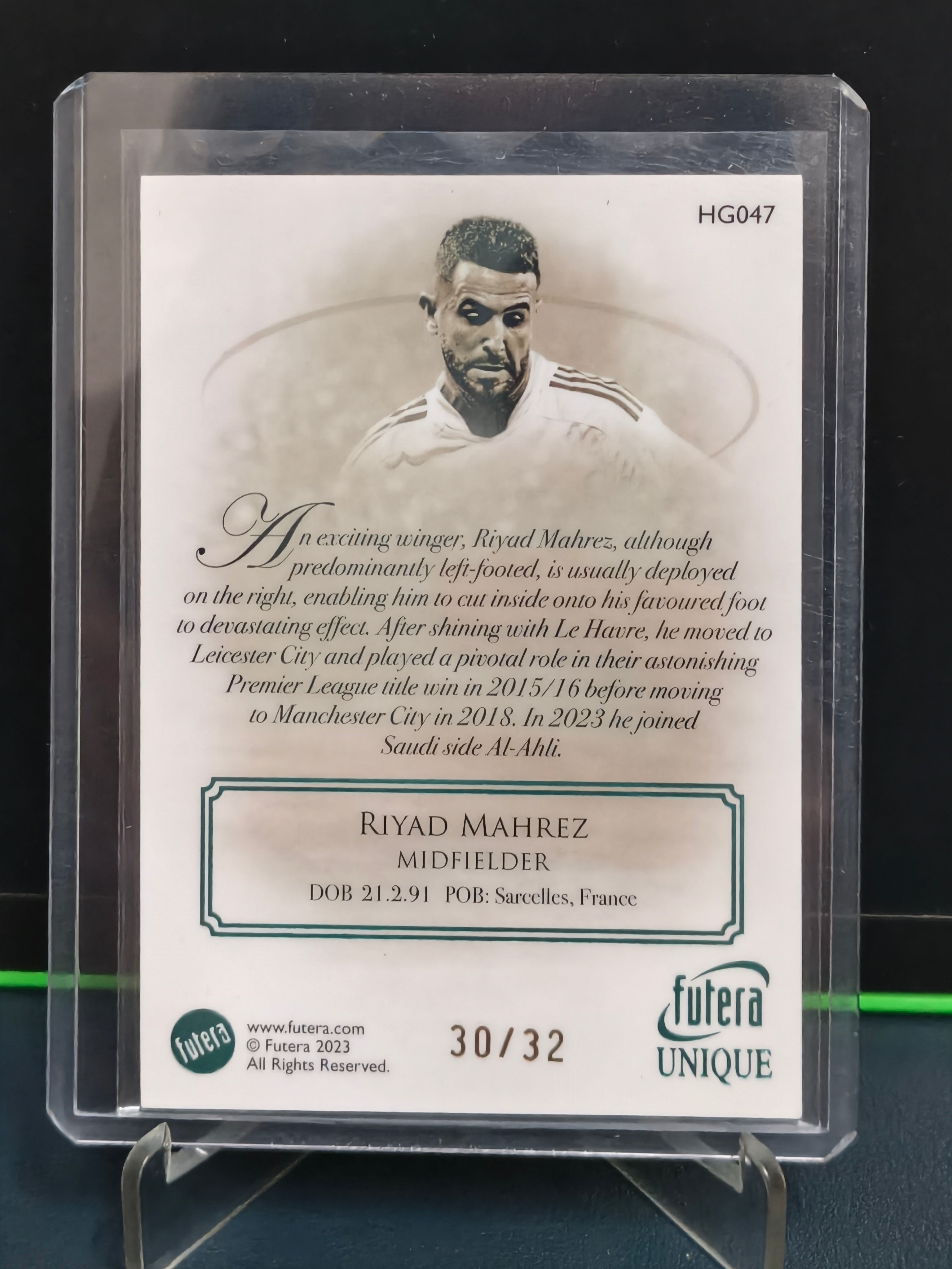 Riyad Mahrez - 30/32 Heritage Card - Futera Unique 2023