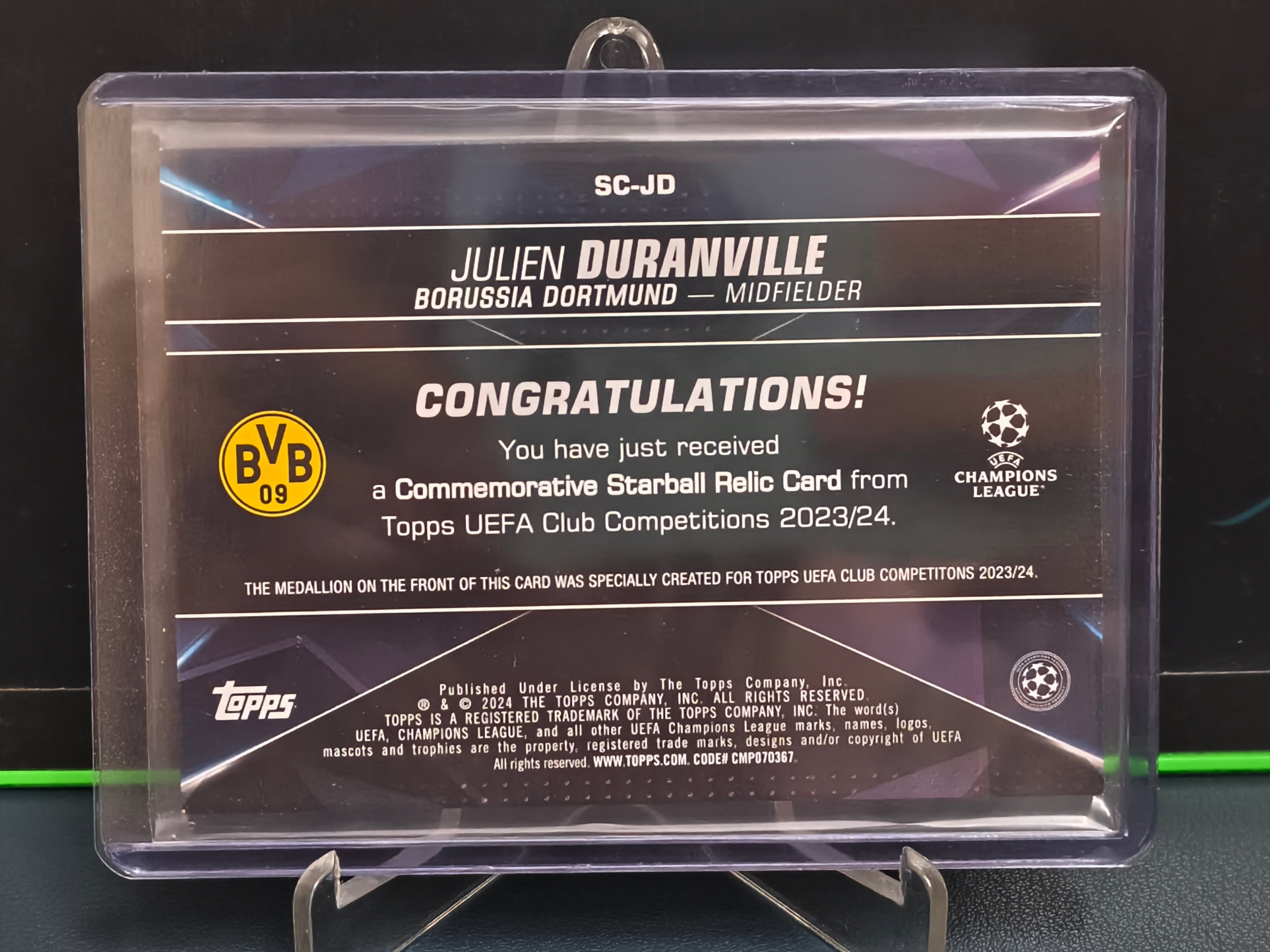 Julien Duranville - Starball Relic Card - Topps UCC 23/24