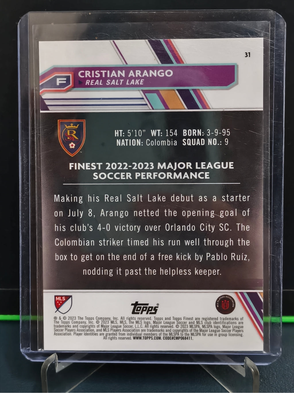 Cristian Arango - 133/150 Card - Topps Finest MLS 23