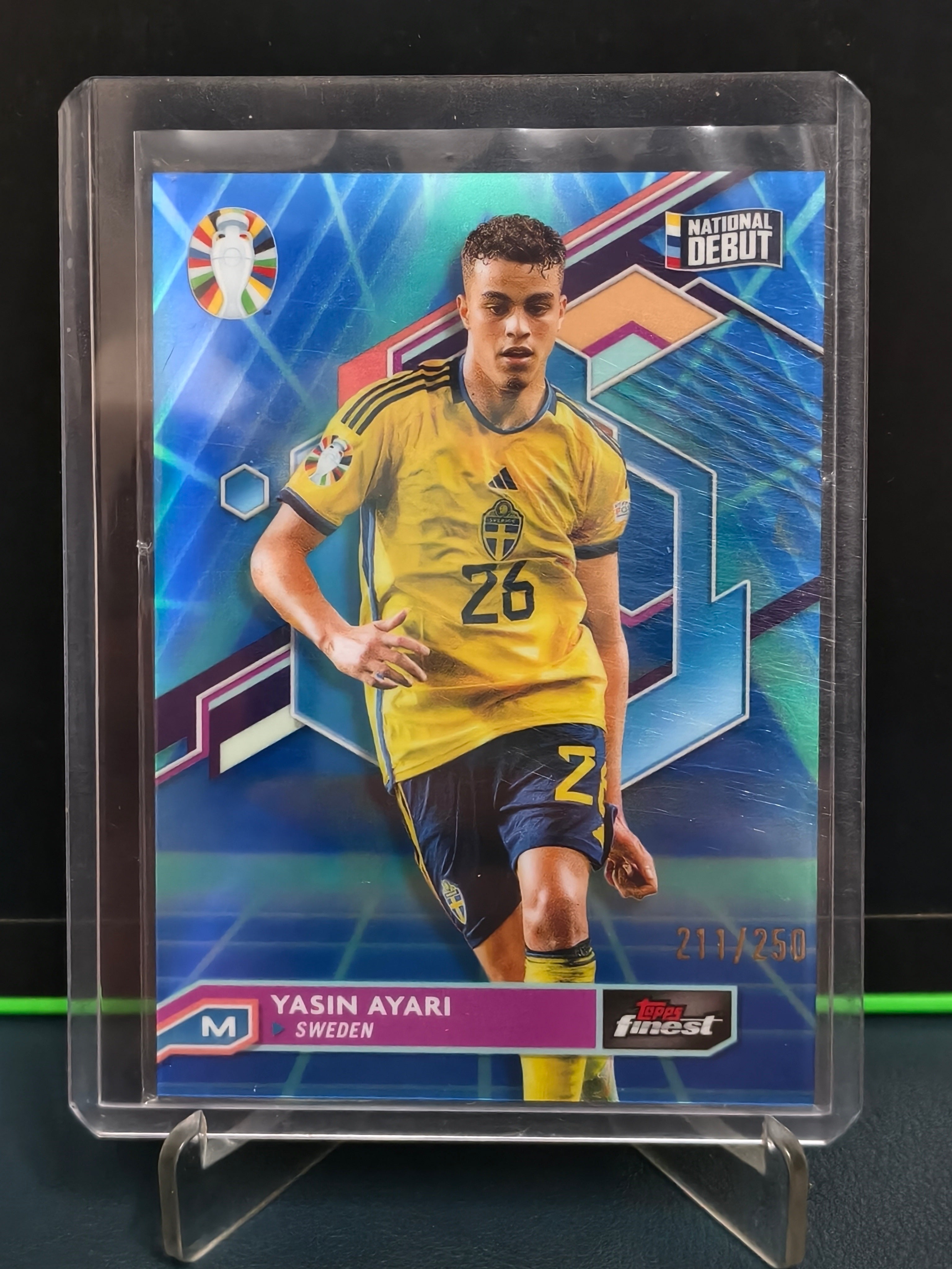 Yasin Ayari - 211/250 Card - Topps Finest Road to UEFA Euro 2024