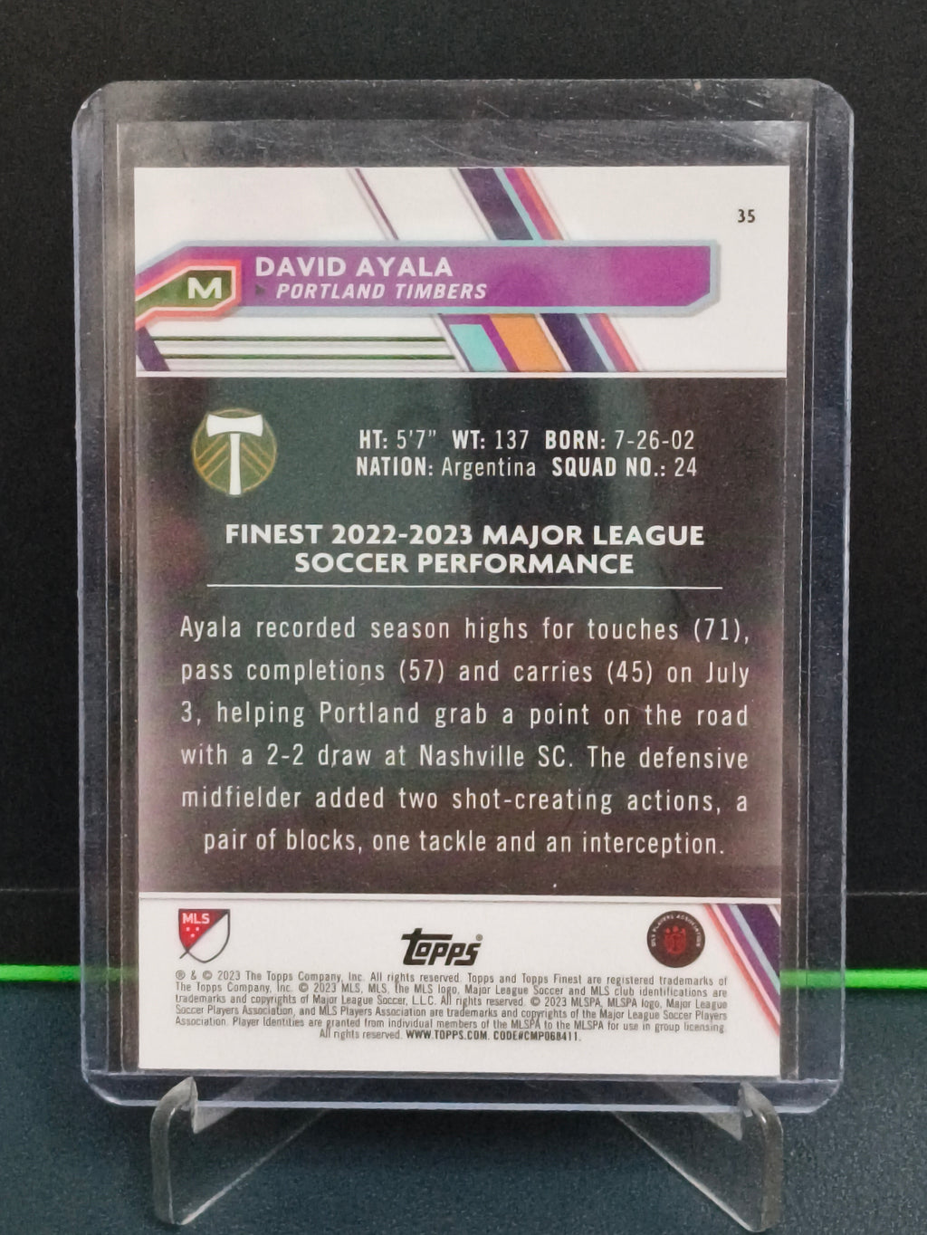 David Ayala - 61/75 Card - Topps Finest MLS 23
