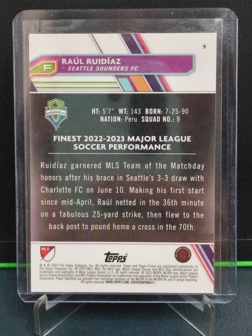 Raul Ruidiaz - 81/99 Card - Topps Finest MLS 23