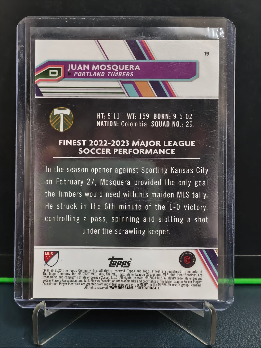 Juan Mosquera - 89/250 Card - Topps Finest MLS 23