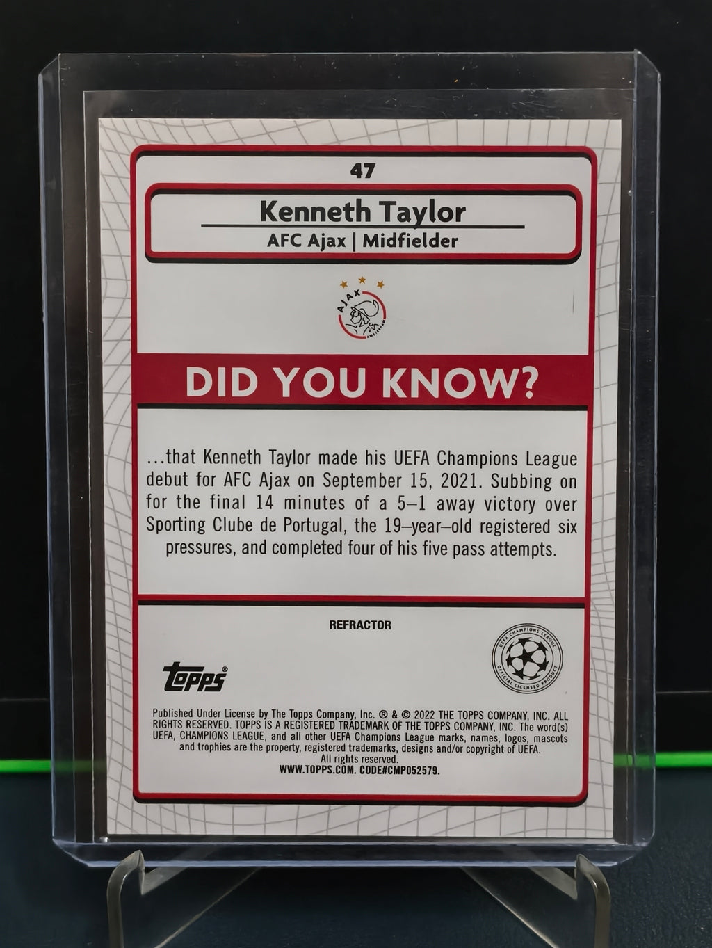 Kenneth Taylor - Refractor Card - Topps Merlin 21-22