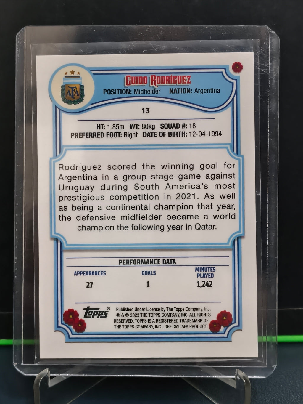 Guido Rodriguez - Silver Card - Topps Argentina Fileteado 2023