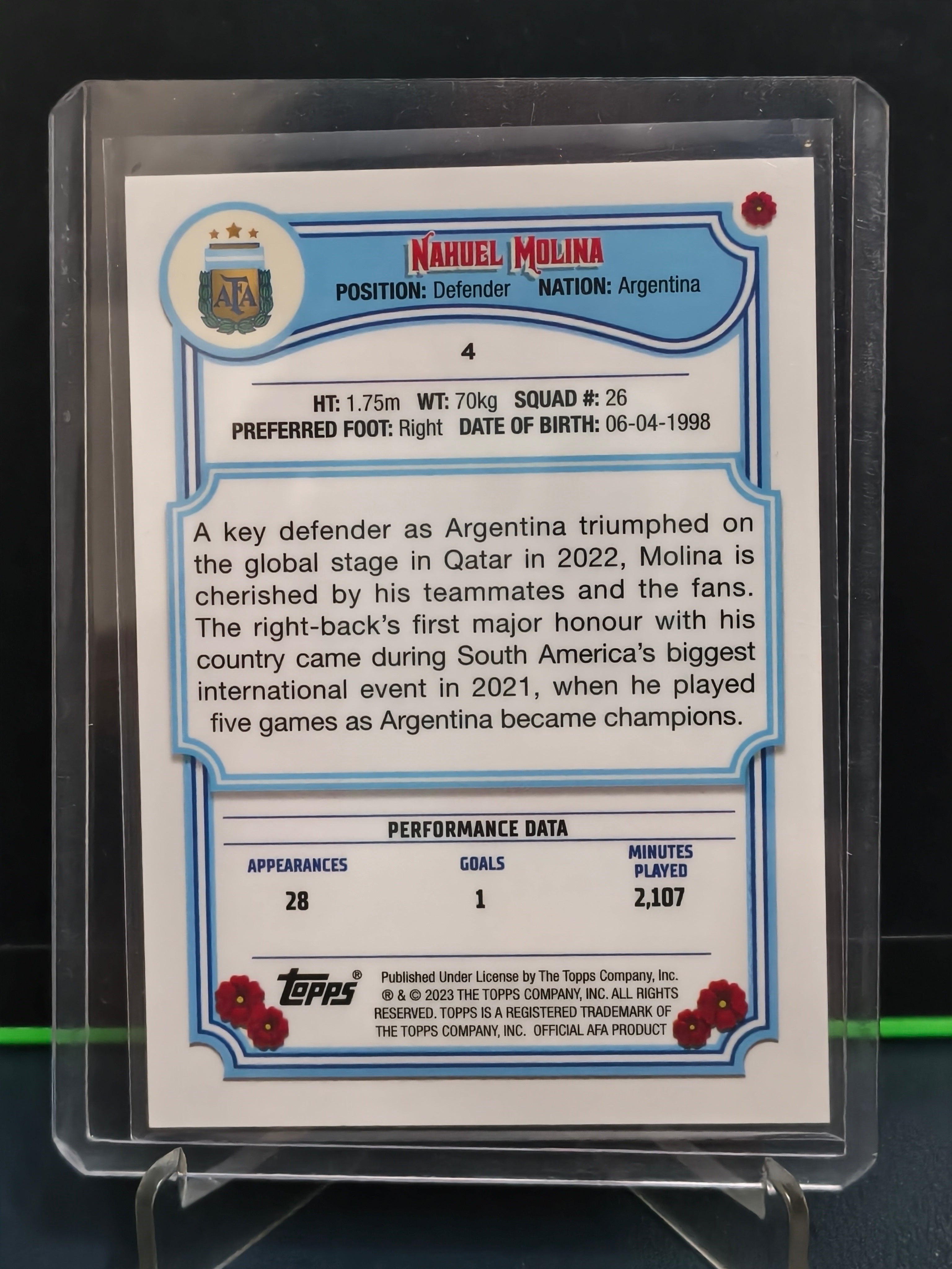 Nahuel Molina - Silver Card - Topps Argentina Fileteado 2023