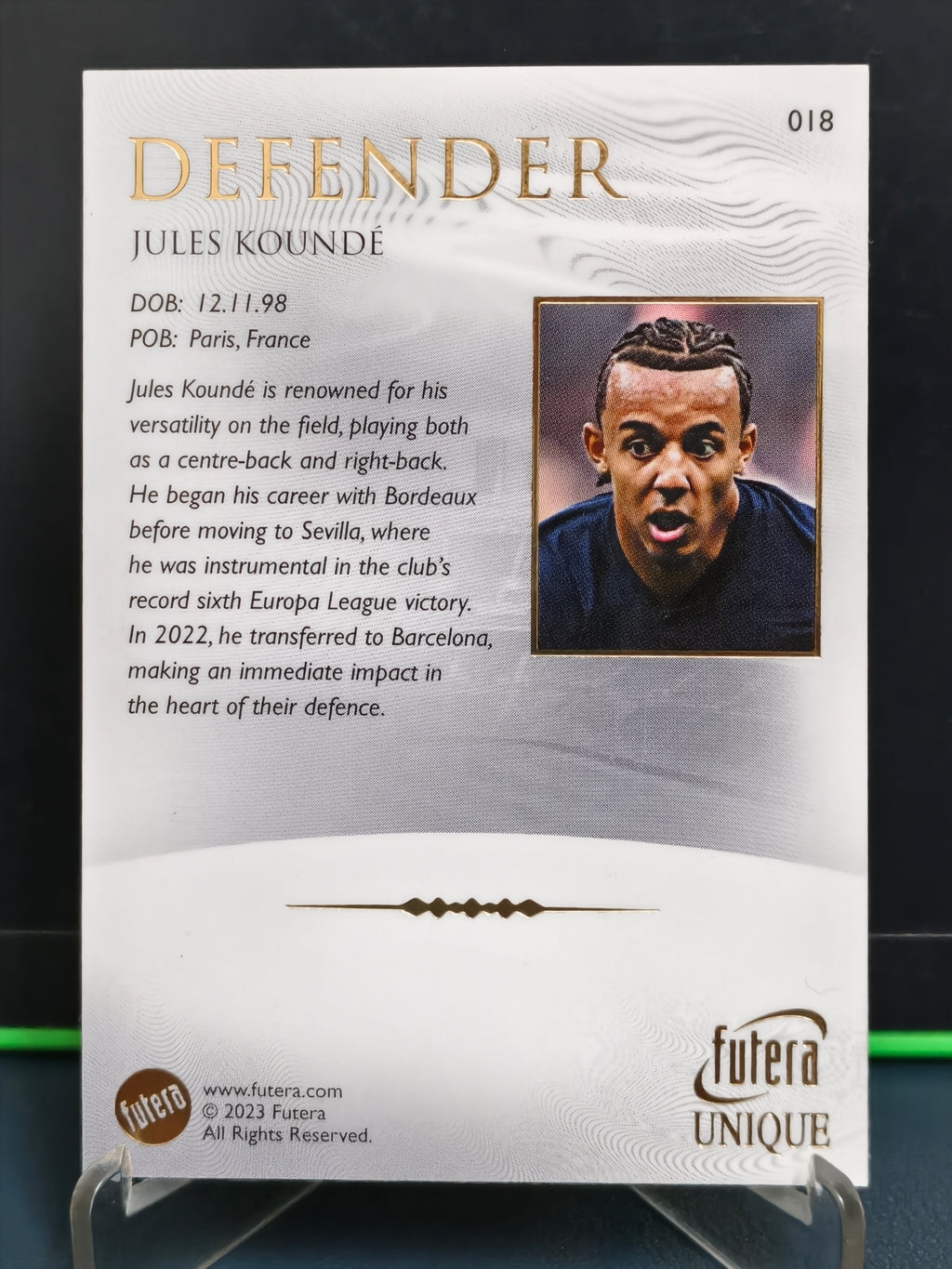 Jules Kounde - Base Card - Futera Unique 2023