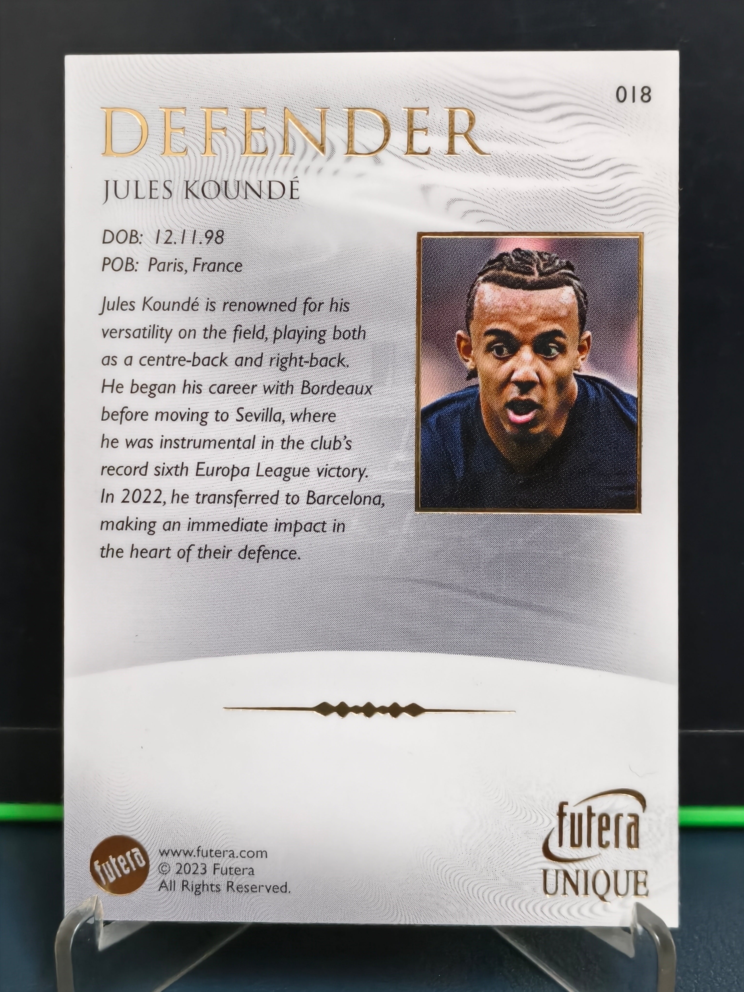 Jules Kounde - Base Card - Futera Unique 2023