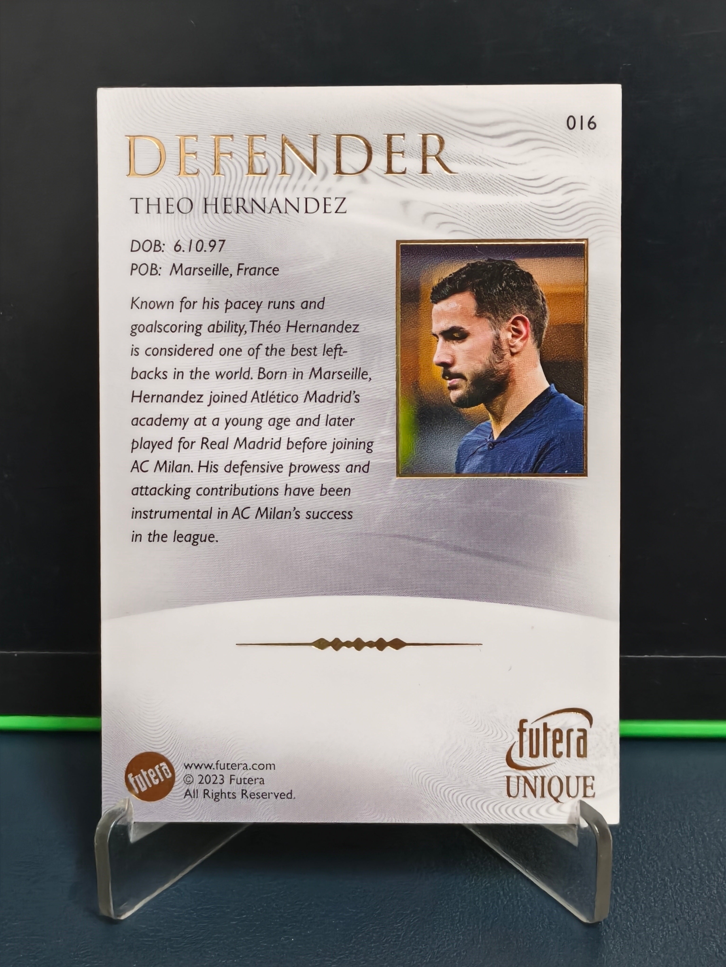 Theo Hernandez - Base Card - Futera Unique 2023