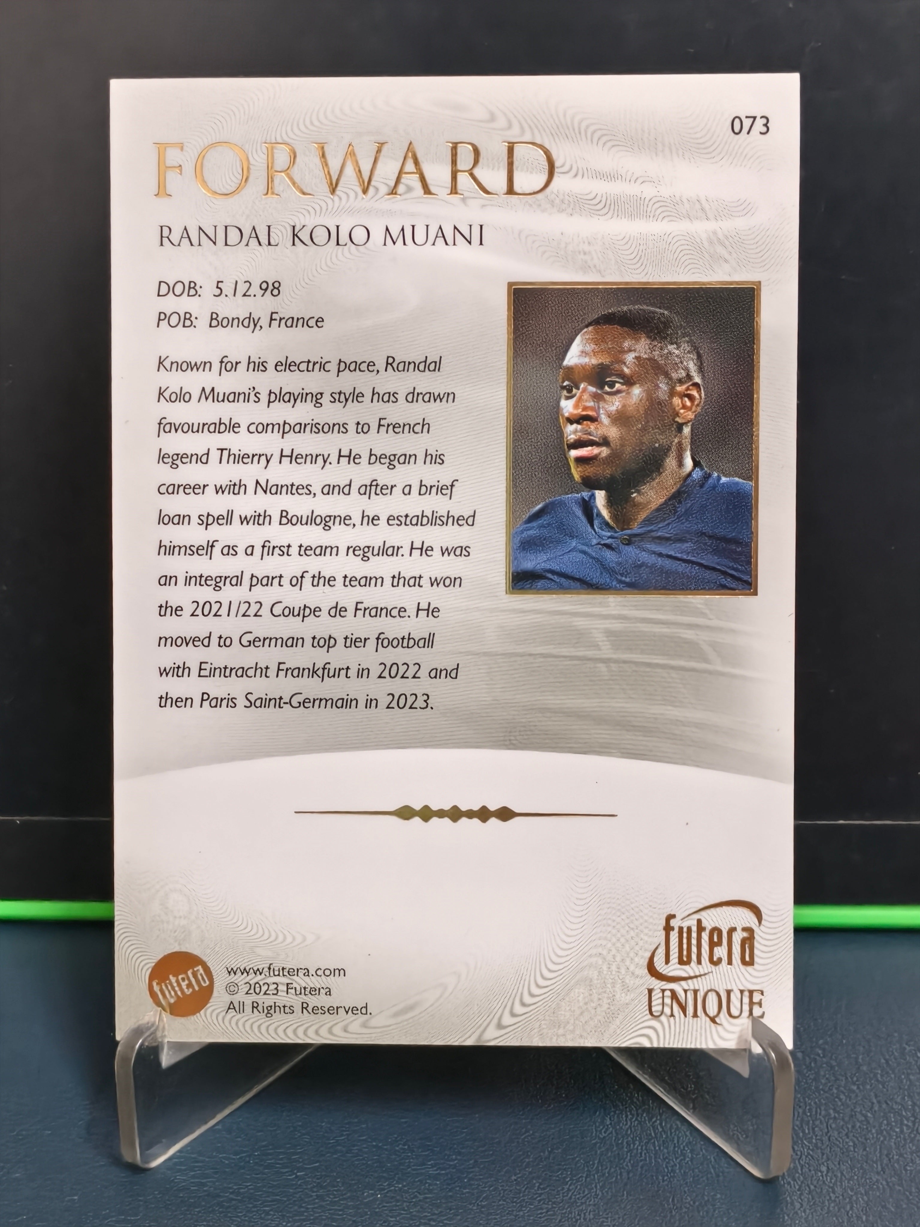 Randal Kolo Muani - Base Card - Futera Unique 2023
