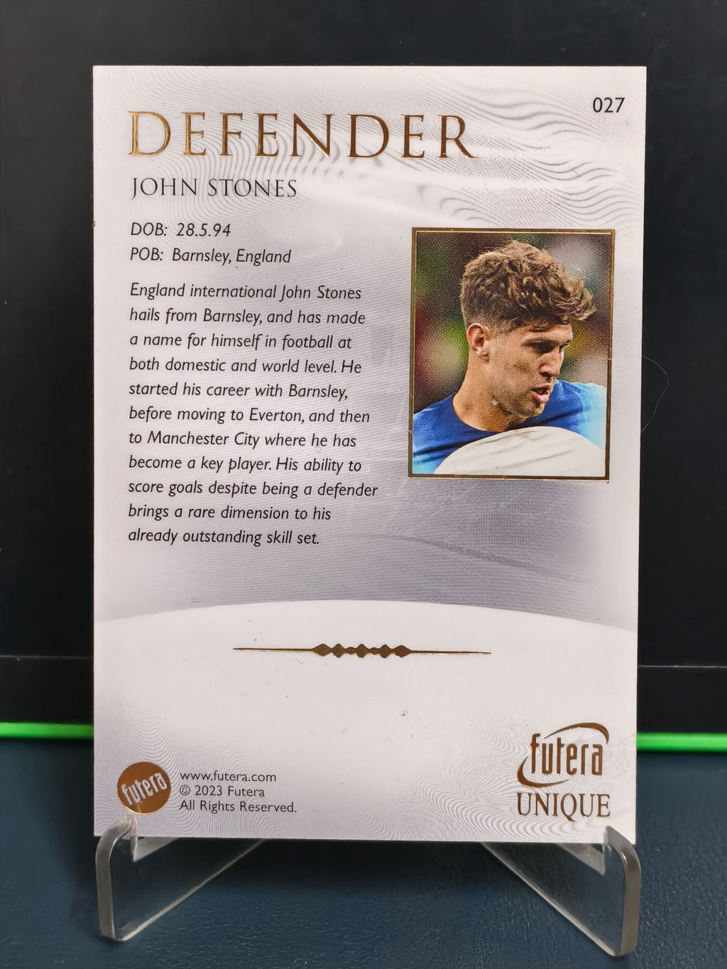 John Stones - Base Card - Futera Unique 2023