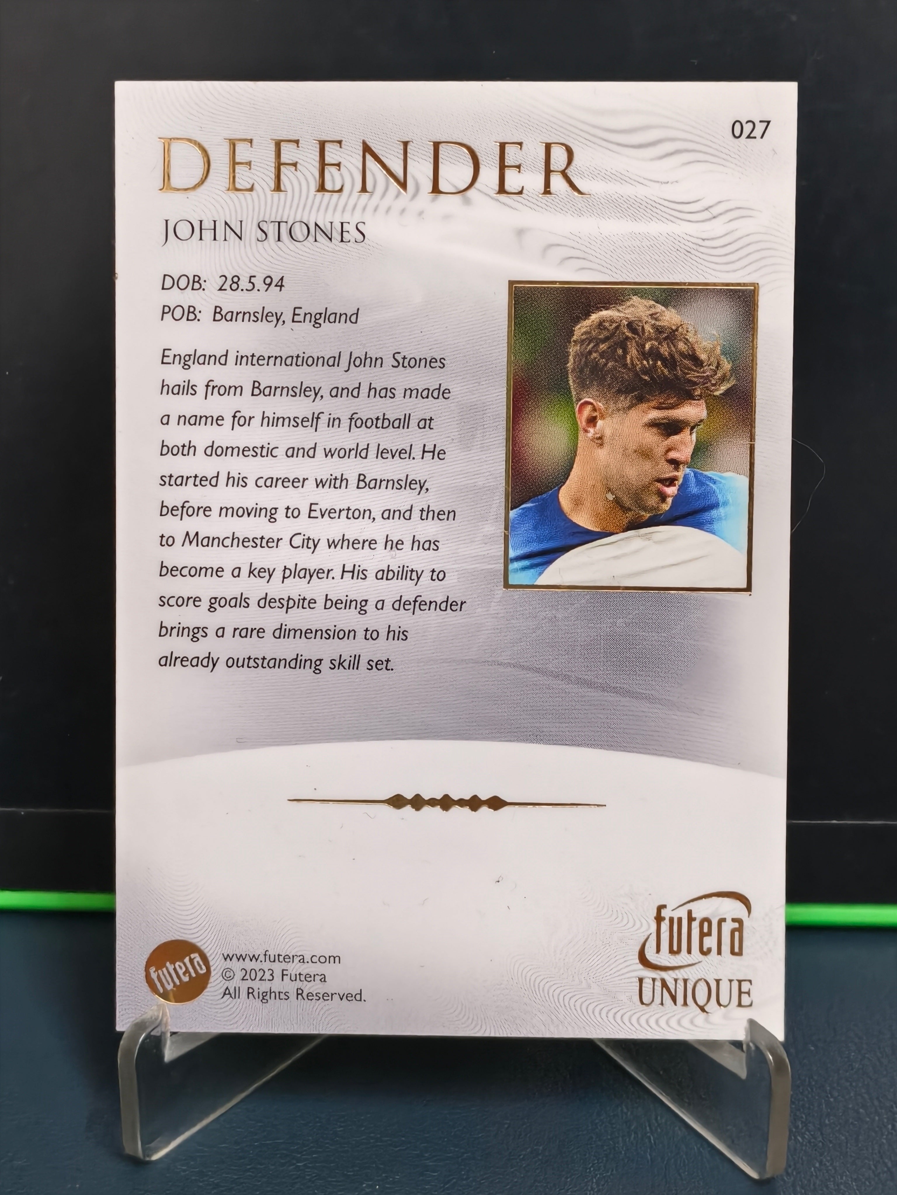 John Stones - Base Card - Futera Unique 2023