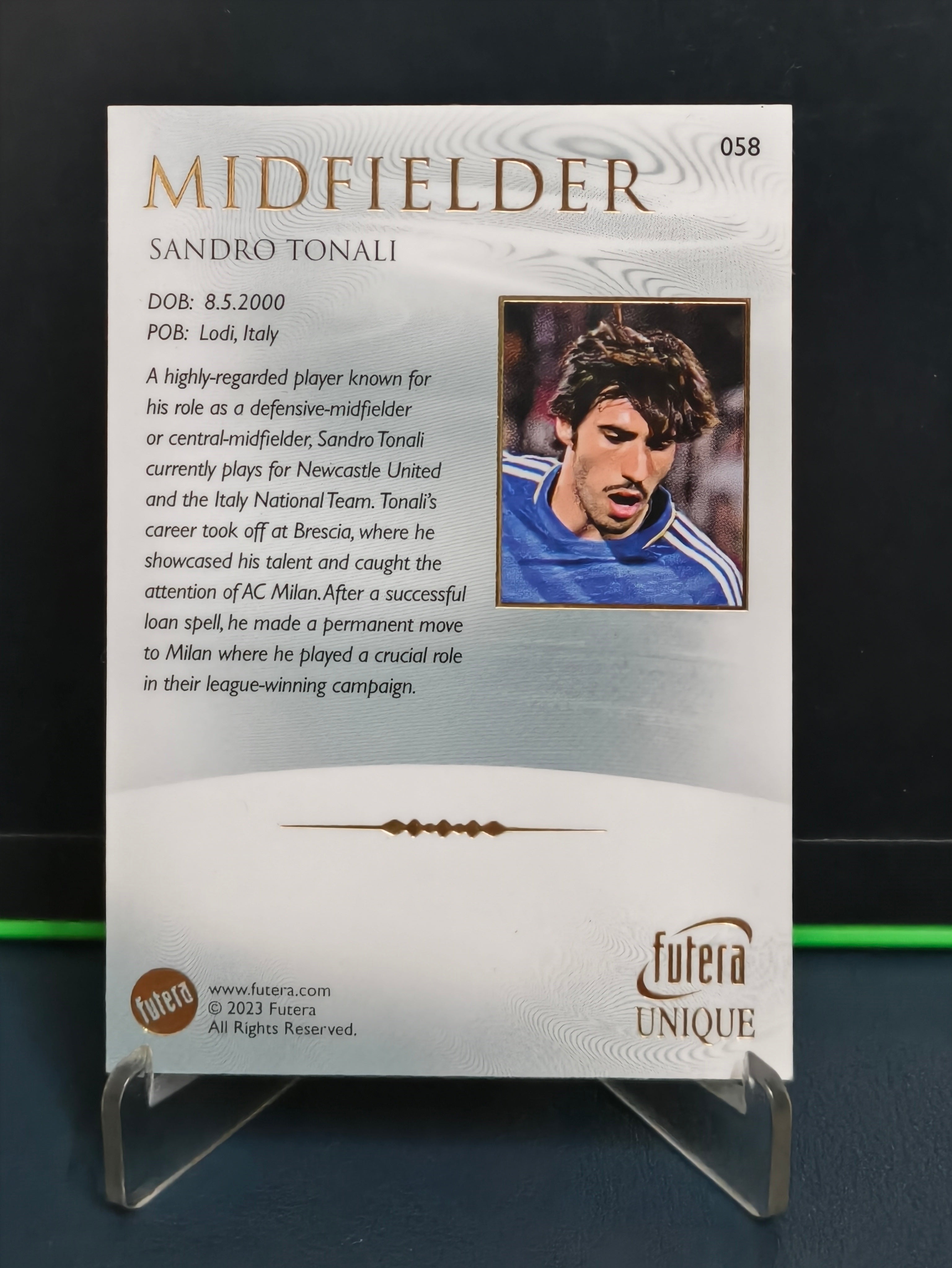 Sandro Tonali - Base Card - Futera Unique 2023