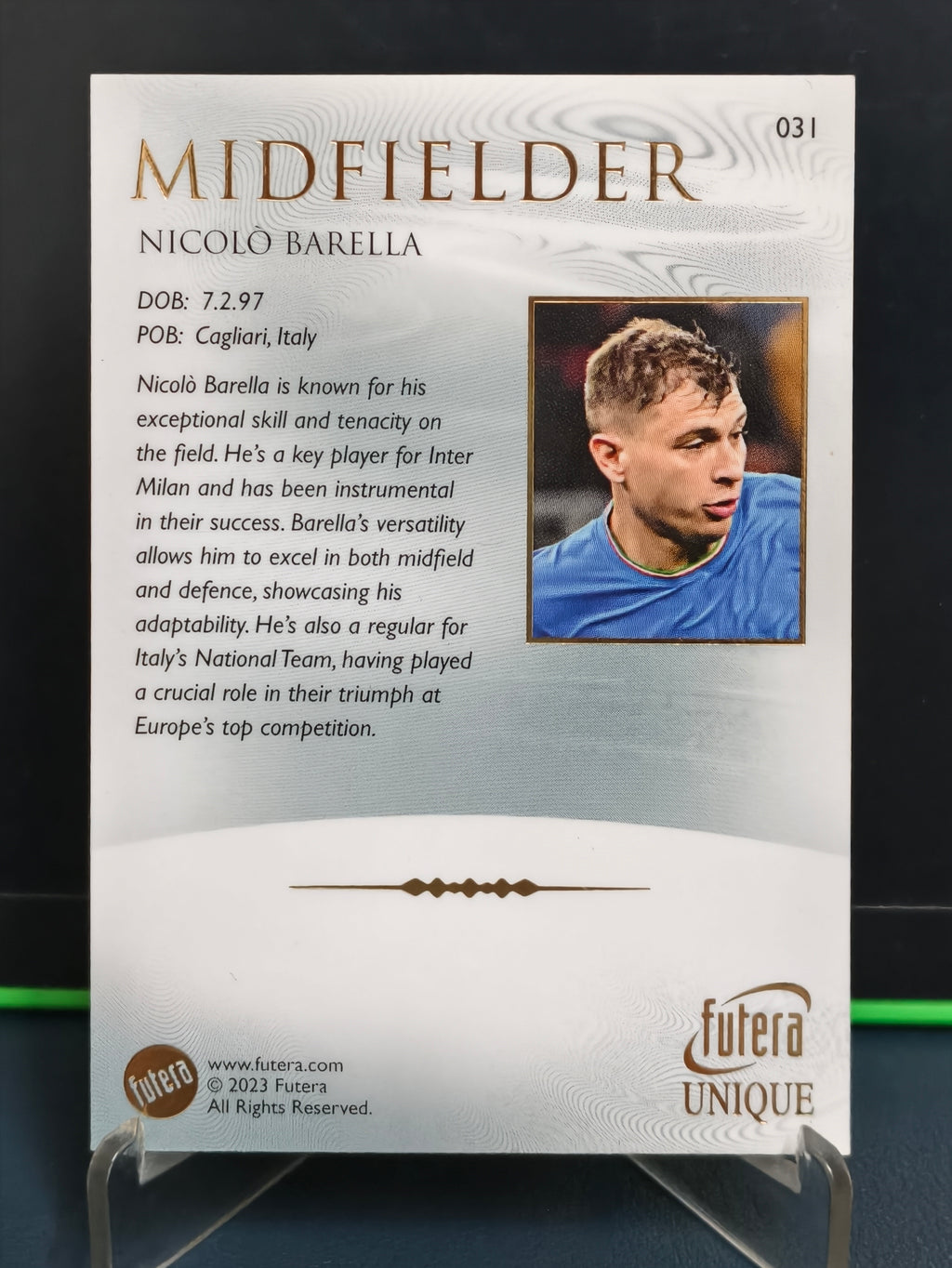 Nicolo Barella - Base Card - Futera Unique 2023