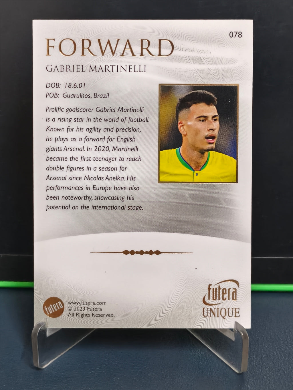 Gabriel Martinelli - Base Card - Futera Unique 2023