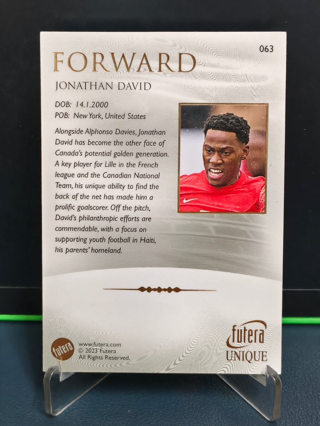 Jonathan David - Base Card - Futera Unique 2023