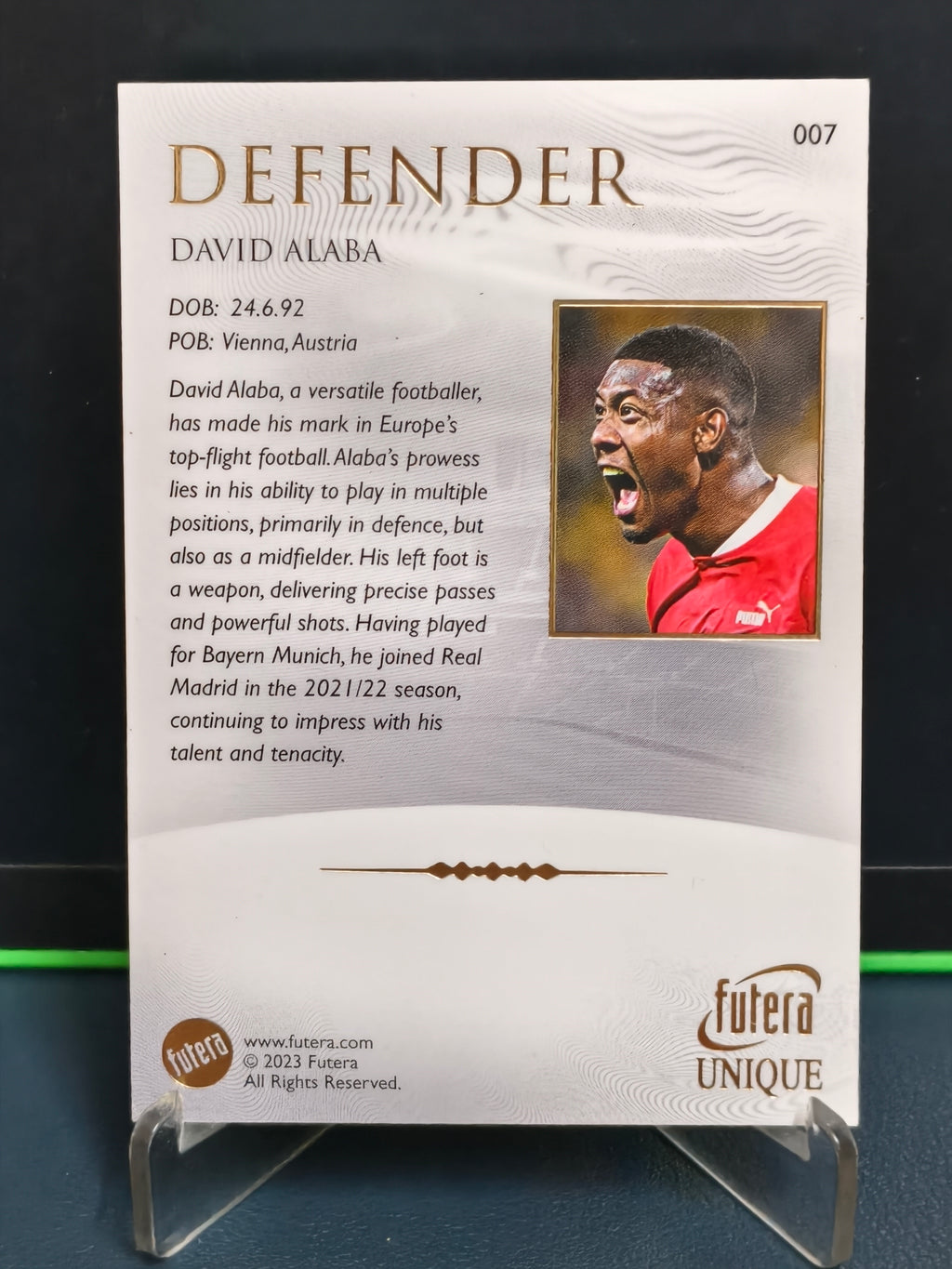 David Alaba - Base Card - Futera Unique 2023