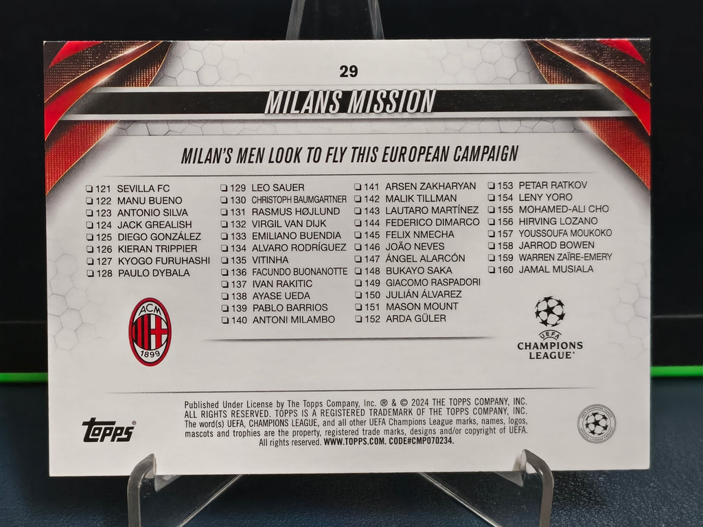 Milans Mission - Base Card - Topps UCC 23-24