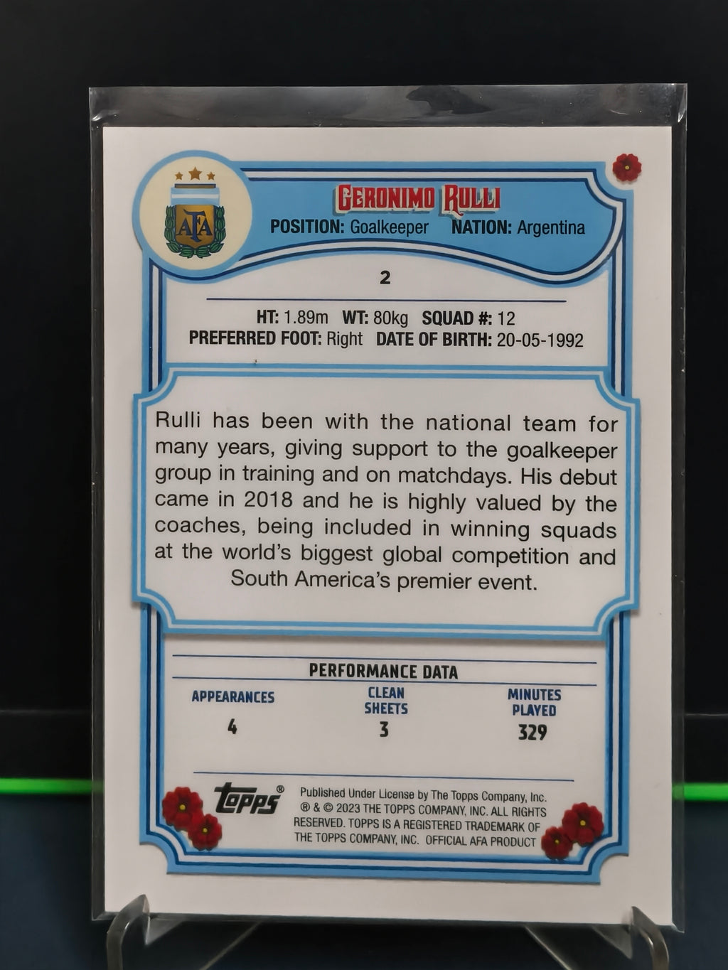 Gerónimo Rulli - Base Card - Topps Argentina Fileteado 2023