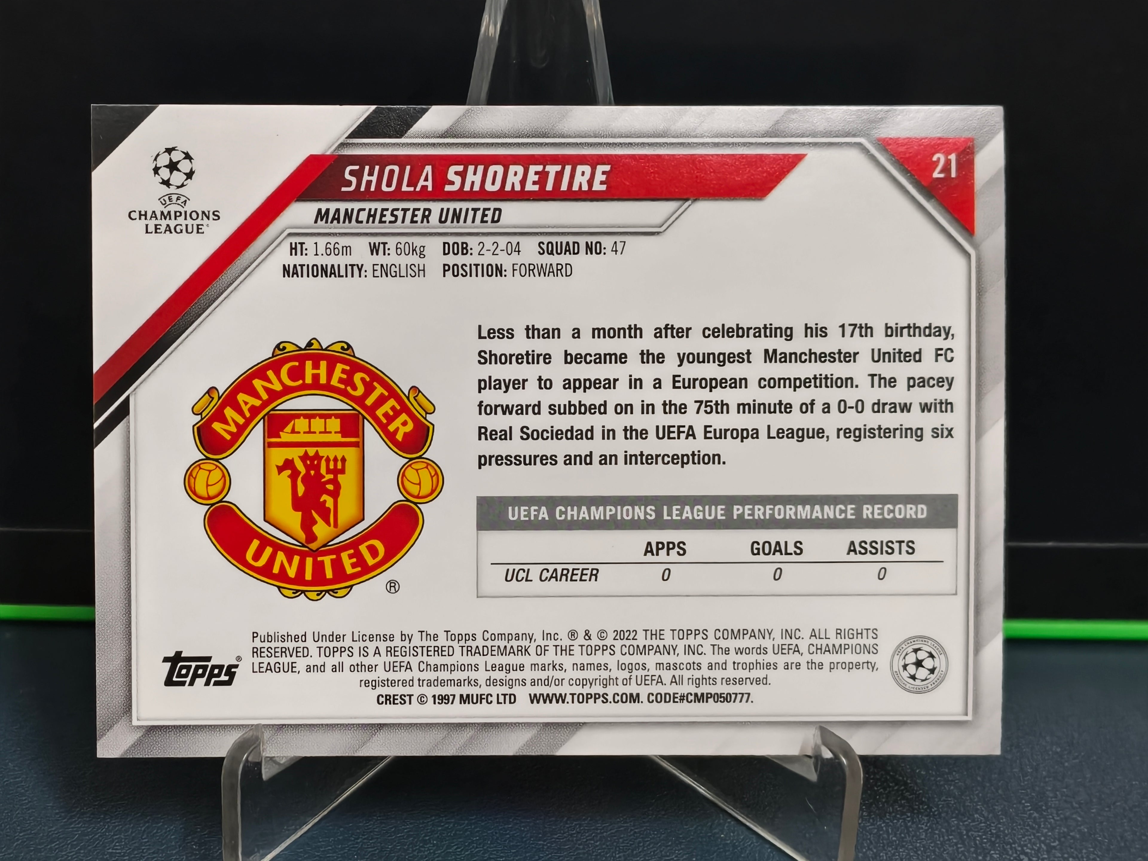 Shola Shoretire - Starball Foil Card - Topps UCL 21-22