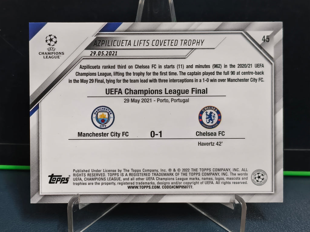 César Azpilicueta/Chelsea FC - 2020/21 Title Winners Card - Topps UCL 21-22