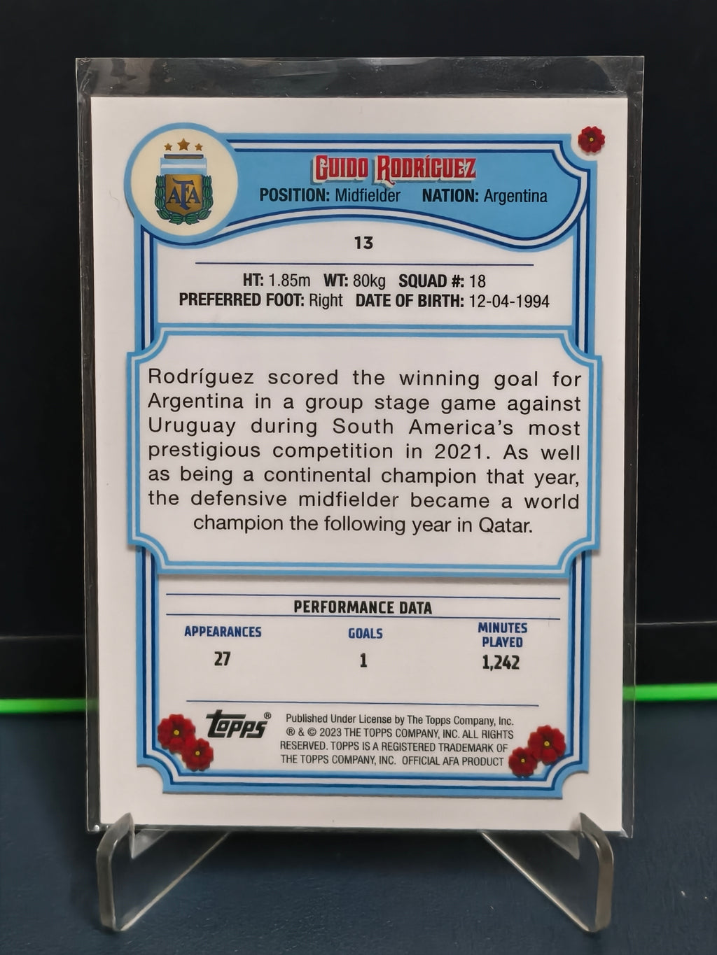 Guido Rodriguez - Base Card - Topps Argentina Fileteado 2023