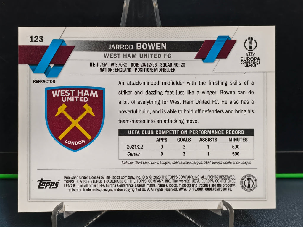 Jarrod Bowen - Refractor Card - Topps Chrome UCC 22-23